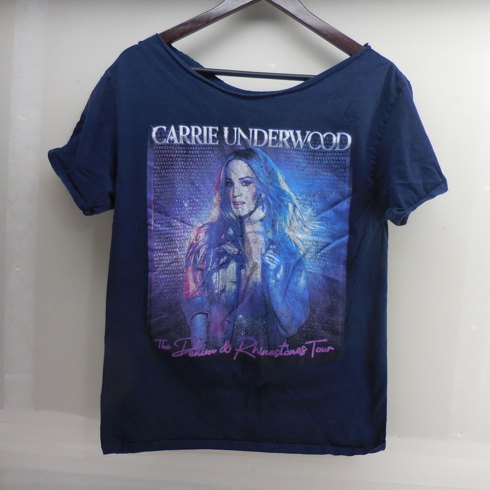 Carrie Underwood Denim & Rhinestones Tour Shirt Navy Blue Concert Tee Small